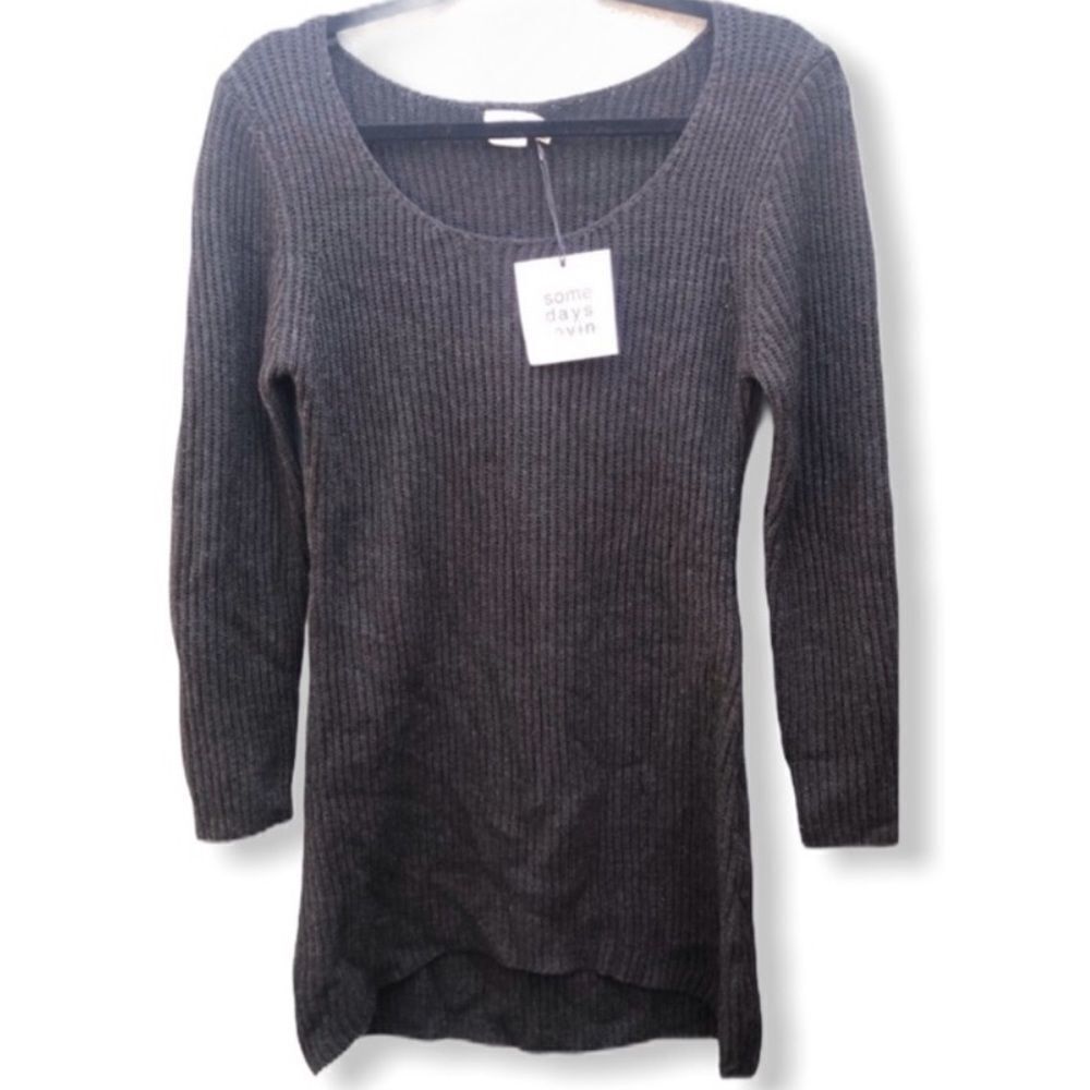 Somedays Lovin Mist Rib Knit Dress Charcoal NWT